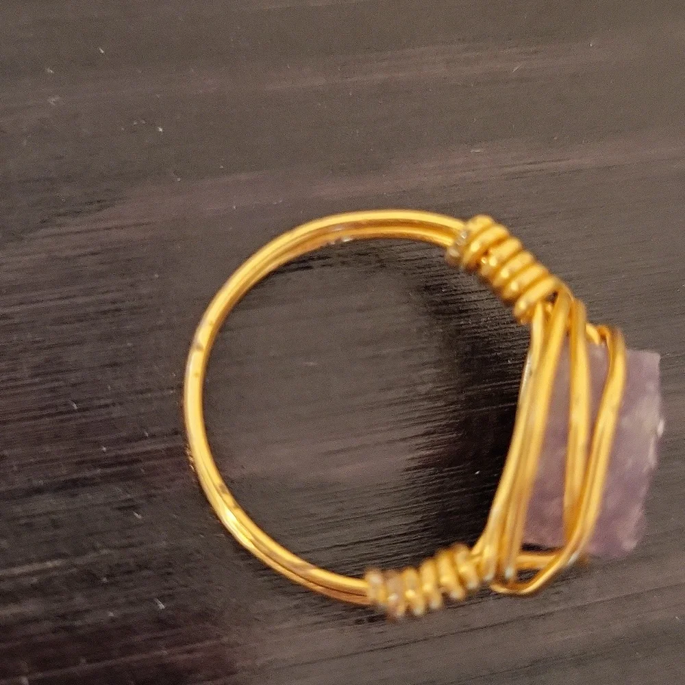 Raw Amethyst Gemstone Wire Wrap Ring
